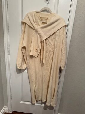 Designer cashmere knit dress + matching shawl